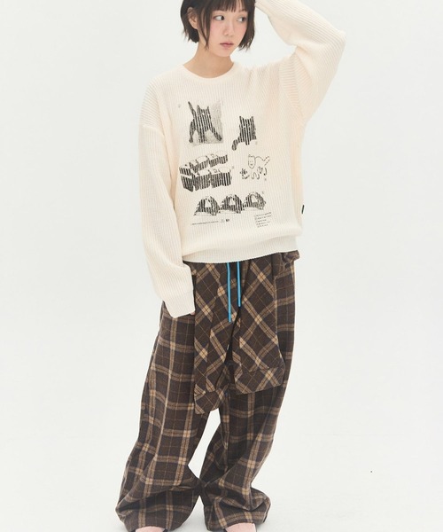 Video Jockey(ビデオジョッキー)の「【UNISEX】VIDEO JOCKEY/hip sterニットプルオーバー(ニット/セーター・レディース・アイボリー/オリーブ/ブラック・LARGE/MEDIUM)」の8枚目の写真