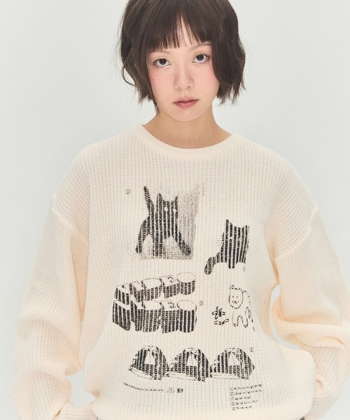 Video Jockey(ビデオジョッキー)の「【UNISEX】VIDEO JOCKEY/hip sterニットプルオーバー(ニット/セーター・レディース・アイボリー/オリーブ/ブラック・LARGE/MEDIUM)」の11枚目の写真