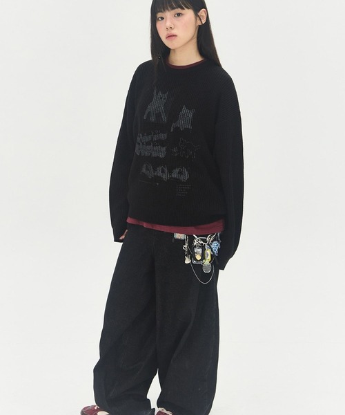 Video Jockey(ビデオジョッキー)の「【UNISEX】VIDEO JOCKEY/hip sterニットプルオーバー(ニット/セーター・レディース・アイボリー/オリーブ/ブラック・LARGE/MEDIUM)」の14枚目の写真