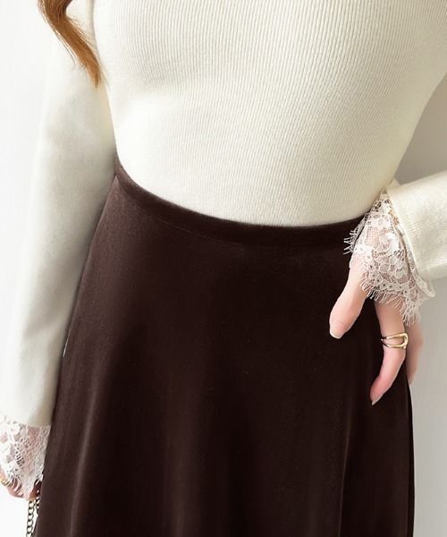 セール】大人上品な光沢を纏う ベロアスカート ロング フレアスカート