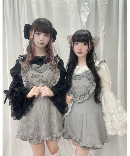 Ank Rouge（アンクルージュ）の「ハートエプロンSETUP（ワンピース・レディース・ブラック/グレー・M）」の3枚目の写真