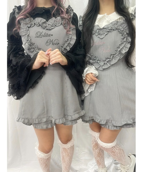 Ank Rouge（アンクルージュ）の「ハートエプロンSETUP（ワンピース・レディース・ブラック/グレー・M）」の4枚目の写真