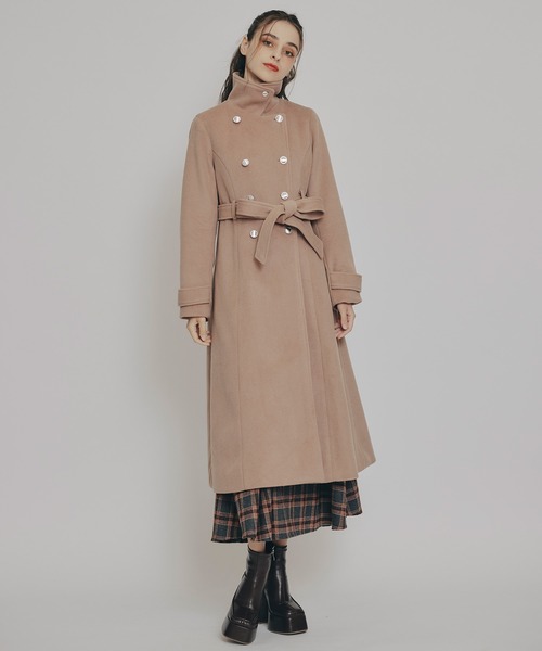 REDYAZEL（レディアゼル）の「2WAYカラーダブルロングコート（ステンカラーコート・レディース・ベージュ/ネイビー/グレー/サックスブルー・SMALL/MEDIUM）」の19枚目の写真