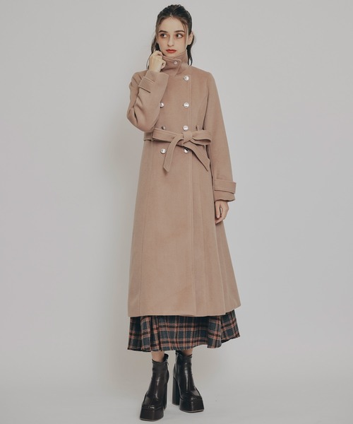 REDYAZEL（レディアゼル）の「2WAYカラーダブルロングコート（ステンカラーコート・レディース・ベージュ/ネイビー/グレー/サックスブルー・SMALL/MEDIUM）」の20枚目の写真