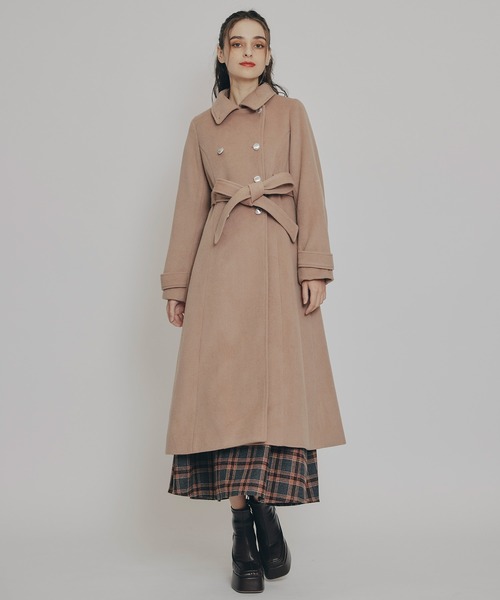 REDYAZEL（レディアゼル）の「2WAYカラーダブルロングコート（ステンカラーコート・レディース・ベージュ/ネイビー/グレー/サックスブルー・SMALL/MEDIUM）」の21枚目の写真