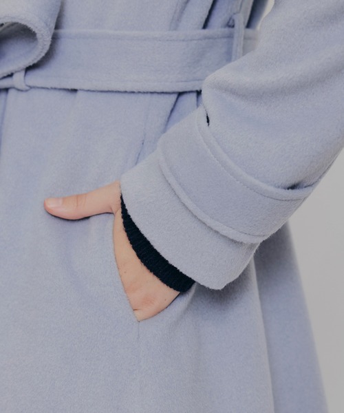 REDYAZEL（レディアゼル）の「2WAYカラーダブルロングコート（ステンカラーコート・レディース・ベージュ/ネイビー/グレー/サックスブルー・SMALL/MEDIUM）」の18枚目の写真