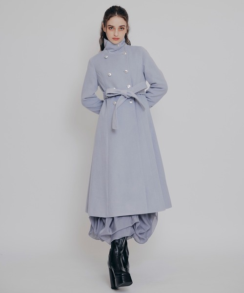 REDYAZEL（レディアゼル）の「2WAYカラーダブルロングコート（ステンカラーコート・レディース・ベージュ/ネイビー/グレー/サックスブルー・SMALL/MEDIUM）」の8枚目の写真