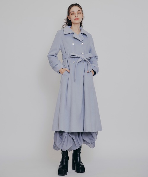 REDYAZEL（レディアゼル）の「2WAYカラーダブルロングコート（ステンカラーコート・レディース・ベージュ/ネイビー/グレー/サックスブルー・SMALL/MEDIUM）」の9枚目の写真