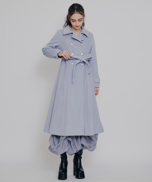 REDYAZEL（レディアゼル）の「2WAYカラーダブルロングコート（ステンカラーコート・レディース・ベージュ/ネイビー/グレー/サックスブルー・SMALL/MEDIUM）」の12枚目の写真