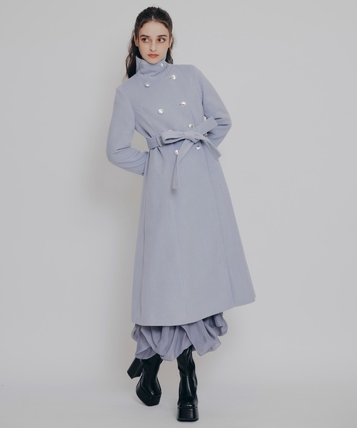 REDYAZEL（レディアゼル）の「2WAYカラーダブルロングコート（ステンカラーコート・レディース・ベージュ/ネイビー/グレー/サックスブルー・SMALL/MEDIUM）」の13枚目の写真