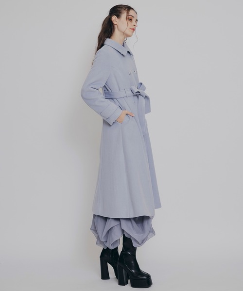 REDYAZEL（レディアゼル）の「2WAYカラーダブルロングコート（ステンカラーコート・レディース・ベージュ/ネイビー/グレー/サックスブルー・SMALL/MEDIUM）」の14枚目の写真