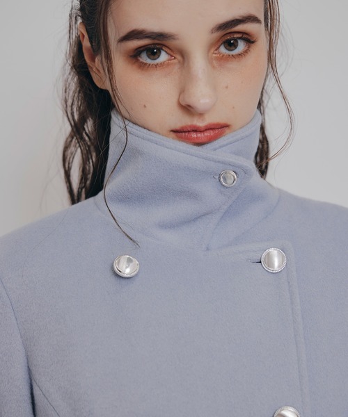 REDYAZEL（レディアゼル）の「2WAYカラーダブルロングコート（ステンカラーコート・レディース・ベージュ/ネイビー/グレー/サックスブルー・SMALL/MEDIUM）」の16枚目の写真