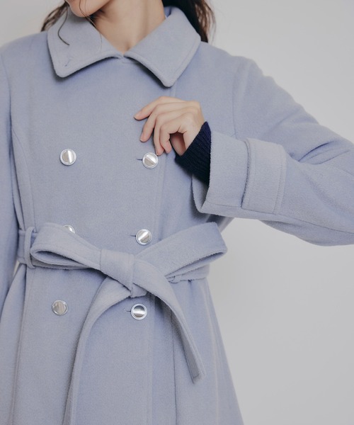 REDYAZEL（レディアゼル）の「2WAYカラーダブルロングコート（ステンカラーコート・レディース・ベージュ/ネイビー/グレー/サックスブルー・SMALL/MEDIUM）」の17枚目の写真