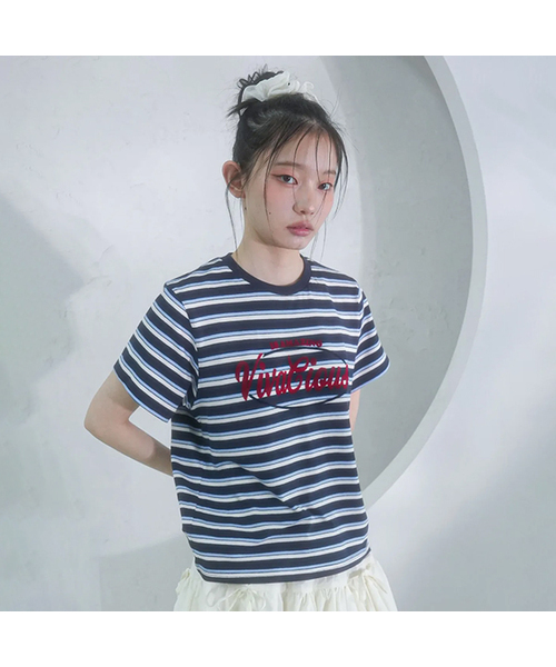 Vivacious(ビバシャス)の「VV Multi Stripe Tee - 5COL(Tシャツ/カットソー・レディース・ブルー/ブラウン/グリーン/オレンジ/イエロー・SMALL/MEDIUM)」の4枚目の写真