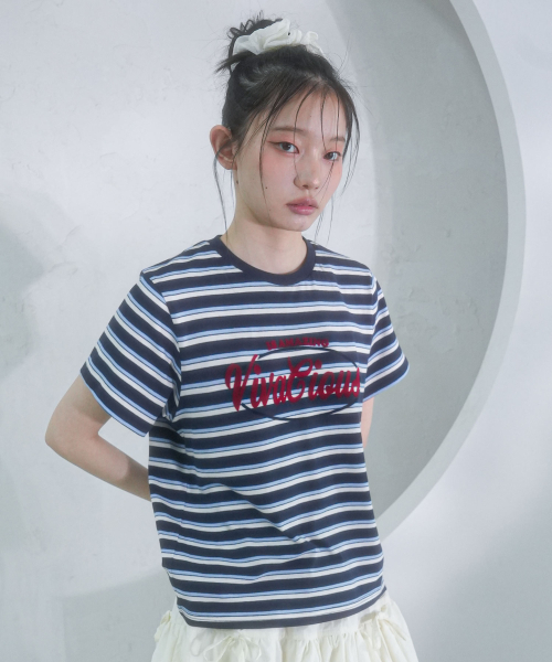 Vivacious(ビバシャス)の「VV Multi Stripe Tee - 5COL(Tシャツ/カットソー・レディース・ブルー/ブラウン/グリーン/オレンジ/イエロー・SMALL/MEDIUM)」の8枚目の写真