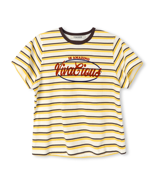 Vivacious(ビバシャス)の「VV Multi Stripe Tee - 5COL(Tシャツ/カットソー・レディース・ブルー/ブラウン/グリーン/オレンジ/イエロー・SMALL/MEDIUM)」の11枚目の写真