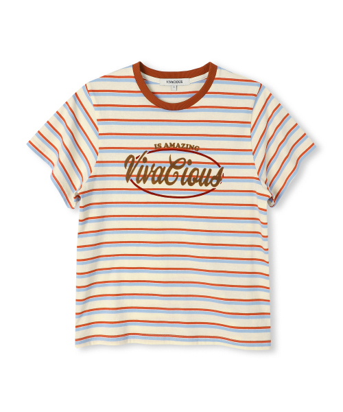 Vivacious(ビバシャス)の「VV Multi Stripe Tee - 5COL(Tシャツ/カットソー・レディース・ブルー/ブラウン/グリーン/オレンジ/イエロー・SMALL/MEDIUM)」の12枚目の写真