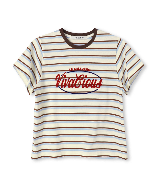 Vivacious(ビバシャス)の「VV Multi Stripe Tee - 5COL(Tシャツ/カットソー・レディース・ブルー/ブラウン/グリーン/オレンジ/イエロー・SMALL/MEDIUM)」の14枚目の写真