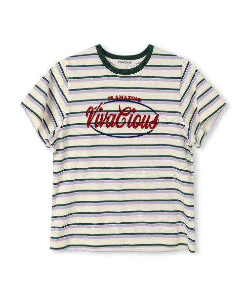 Vivacious(ビバシャス)の「VV Multi Stripe Tee - 5COL(Tシャツ/カットソー・レディース・ブルー/ブラウン/グリーン/オレンジ/イエロー・SMALL/MEDIUM)」の15枚目の写真