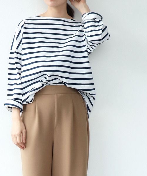 Le Minor（ルミノア）の「PETIT COPAINオーバーサイズトップス【Le minor/ルミノア】（Tシャツ/カットソー・レディース・ピンク/ネイビー/キャメル・38）」の4枚目の写真