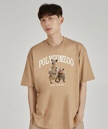 ポリゴン クオカ ラウンドネック 15番手 綿 半袖Tシャツ_ベージュ