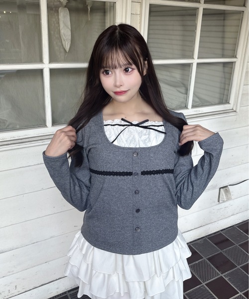 one way（ワンウェイ）の「レイヤード風カットソー（Tシャツ/カットソー・レディース・ベージュ系その他/ブラック系その他/グレー/ブラック・FREE）」の3枚目の写真