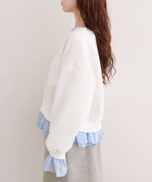 natural couture（ナチュラルクチュール）の「フリルレイヤードプルオーバー（スウェット・レディース・オフホワイト/グレー/チャコールグレー・FREE）」の9枚目の写真