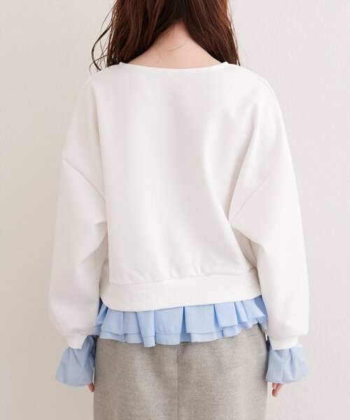 natural couture（ナチュラルクチュール）の「フリルレイヤードプルオーバー（スウェット・レディース・オフホワイト/グレー/チャコールグレー・FREE）」の10枚目の写真