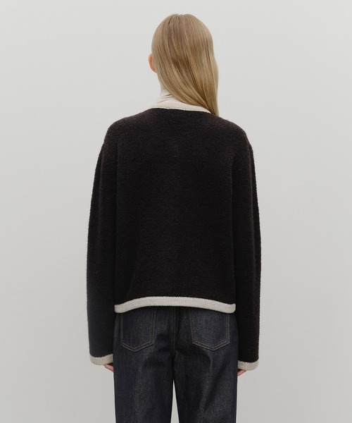 MARITHE + FRANCOIS GIRBAUD(マリテフランソワジルボー)の「W BOUCLE KNIT ROUND NECK CARDIGAN(カーディガン/ボレロ・レディース・Black/アイボリー・MEDIUM/SMALL)」の5枚目の写真