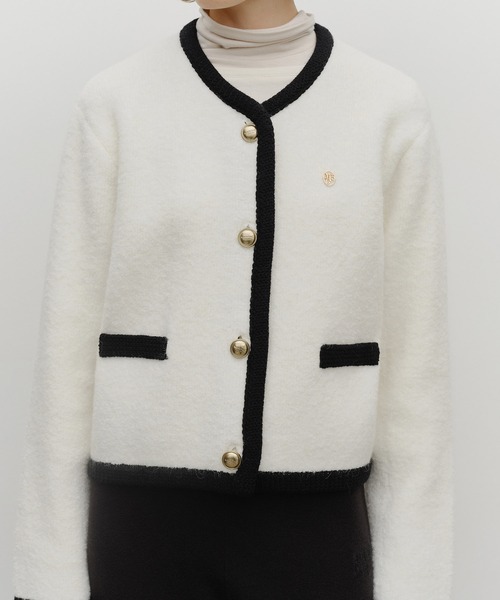 MARITHE + FRANCOIS GIRBAUD(マリテフランソワジルボー)の「W BOUCLE KNIT ROUND NECK CARDIGAN(カーディガン/ボレロ・レディース・Black/アイボリー・MEDIUM/SMALL)」の14枚目の写真