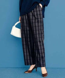 IEDIT すっきり見えてこっそりあったか 絶妙ゆるシルエットの美ノビカットソー裏微起毛チェックパンツ