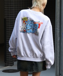 【VISION STREET WEAR/ヴィジョンストリートウェア】Graffiti Ghost Sticker Print Sweat/グラフィティ ゴースト ステッカー プリント スウェット