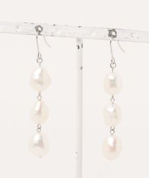 【HO'OKAHI】3連 バロック淡水パールピアス