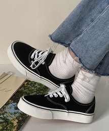 キャンバス ローカット 厚底 デッキ スニーカー