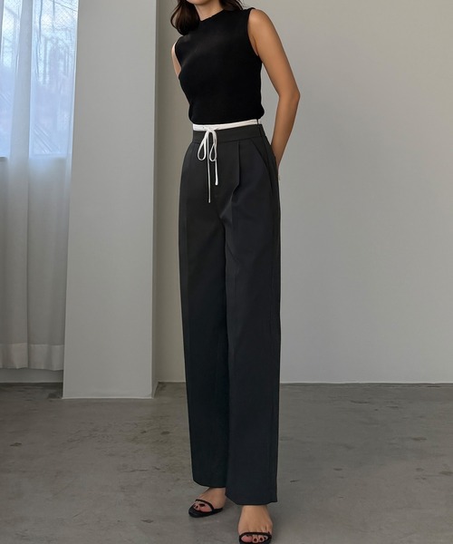 Louere(ルエレ)の「ダブルウエストパンツ(スラックス・レディース・ブラック/アイボリー/チャコール・SMALL/MEDIUM/LARGE/X-LARGE)」の12枚目の写真