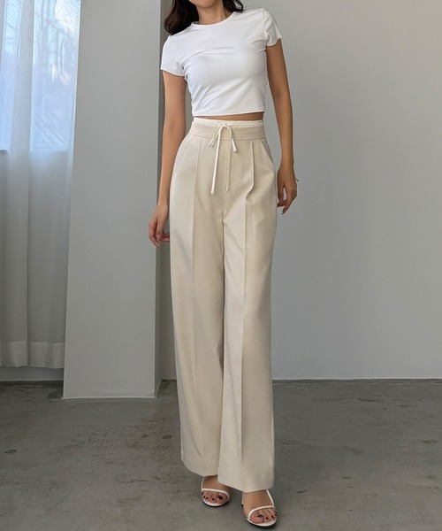 Louere(ルエレ)の「ダブルウエストパンツ(スラックス・レディース・ブラック/アイボリー/チャコール・SMALL/MEDIUM/LARGE/X-LARGE)」の13枚目の写真