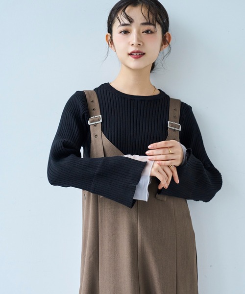mil(ミル)の「袖口チュールレイヤード リブニット 【585135】(ニット/セーター・レディース・オフホワイト/チャコールグレー/ブラック・XS/S)」の22枚目の写真
