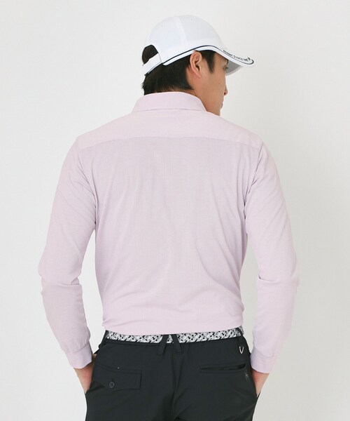 adabat(アダバット)の「吸水速乾/UVカット シャンブレーストライプ長袖ポロシャツ(ポロシャツ・メンズ・ネイビー系2/パープル系5/ブルー系その他4・46/48/50/52)」の22枚目の写真
