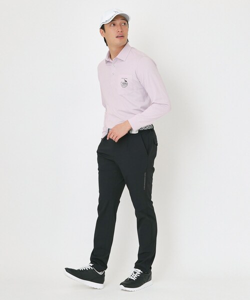 adabat(アダバット)の「吸水速乾/UVカット シャンブレーストライプ長袖ポロシャツ(ポロシャツ・メンズ・ネイビー系2/パープル系5/ブルー系その他4・46/48/50/52)」の21枚目の写真