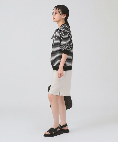 Ray BEAMS（レイビームス）の「DANTON / ストライプ ロングスリーブ Tシャツ（Tシャツ/カットソー・レディース・ブルー/チャコールグレー/オフホワイト・MEDIUM/SMALL）」の5枚目の写真