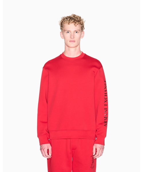 アルマーニエクスチェンジ 美品 S 赤 レッド ドライバーズニット 長袖 ARMANI EXCHANGE トレーナー スウェット 「A|X アルマーニ