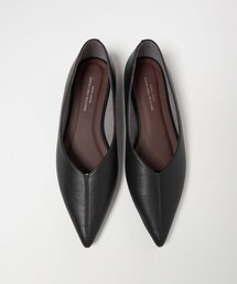 WEB限定】ポインテッド キルト フラットシューズ（1.5cmヒール) -撥水