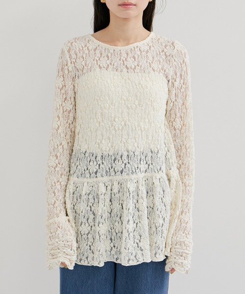le cercle ADAM ET ROPE'(ルセルクルアダムエロペ)の「ペプラムレーストップス(Tシャツ/カットソー・レディース・ホワイト/ブラック・FREE)」の18枚目の写真