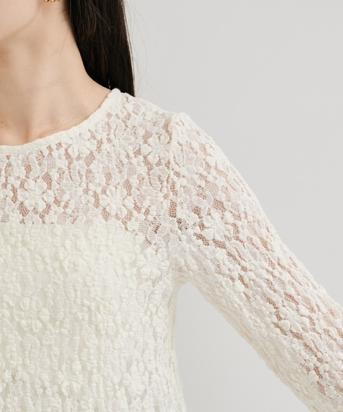 le cercle ADAM ET ROPE'(ルセルクルアダムエロペ)の「ペプラムレーストップス(Tシャツ/カットソー・レディース・ホワイト/ブラック・FREE)」の13枚目の写真