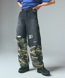 X-girl | FADED CAMO LAYERED PANTS(デニムパンツ)