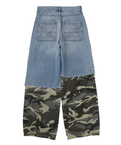 X-girl(エックスガール)の「FADED CAMO LAYERED PANTS(デニムパンツ・レディース・ブラック/ライトインディゴブルー・XS/S/M)」の18枚目の写真