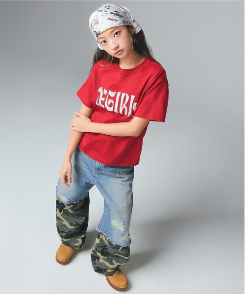 X-girl(エックスガール)の「FADED CAMO LAYERED PANTS(デニムパンツ・レディース・ブラック/ライトインディゴブルー・XS/S/M)」の13枚目の写真