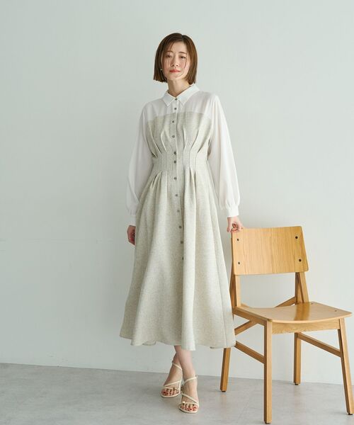 YECCA VECCA(イェッカヴェッカ)の「ベアドッキングワンピース(ワンピース・レディース・ネイビー/ブラウン/アイボリー・FREE)」の2枚目の写真