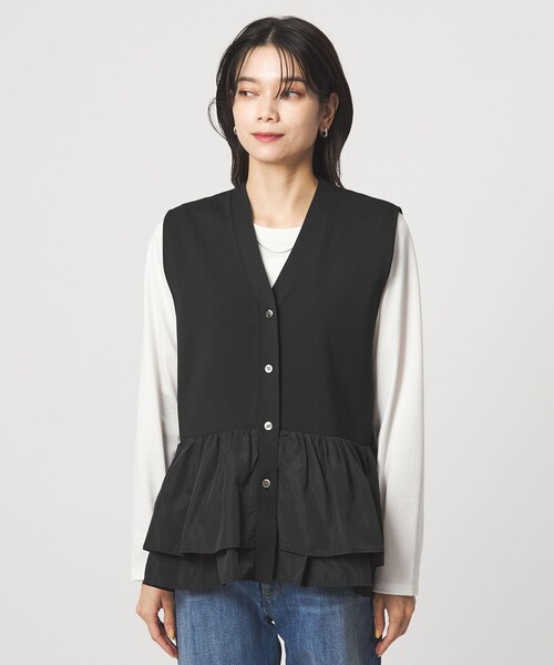 green label relaxing(グリーンレーベルリラクシング)の「フリル ドッキング ペプラム ニット ジレ ウォッシャブル(ベスト・レディース・モカ/ブラック・FREE)」の17枚目の写真