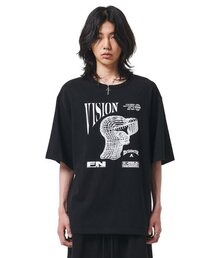 ATTENTIONROW（アテンションロー）の「22SS07AT003ビジョンvrプリントレギュラーオーバーフィット半袖（ブラック）（Tシャツ/カットソー）」